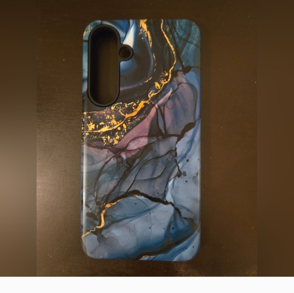 Samsung 24+ Stylish Blue and Gold Phone Case